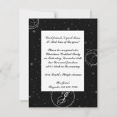白い水玉模様の黒い背景の円 招待状 (正面)