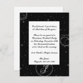 白い水玉模様の黒い背景の円 招待状 (正面/裏面)