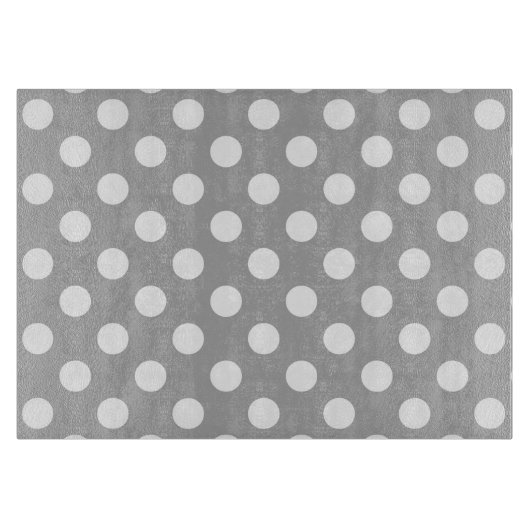 白い水玉模様をグレーに カッティングボード (正面)