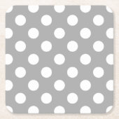 白い水玉模様をグレーに スクエアペーパーコースター (正面)