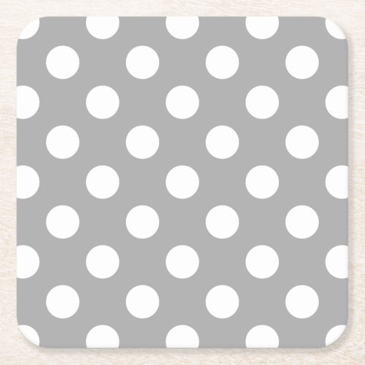 白い水玉模様をグレーに スクエアペーパーコースター (正面)