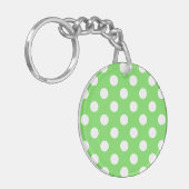 白い水玉模様をリンゴ緑 キーホルダー (正面左)