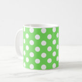 白い水玉模様をリンゴ緑 コーヒーマグカップ (正面左)