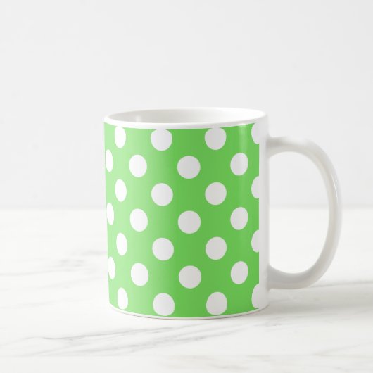 白い水玉模様をリンゴ緑 コーヒーマグカップ (右)