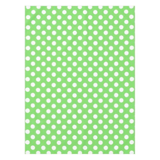 白い水玉模様をリンゴ緑 テーブルクロス (正面)