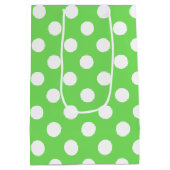 白い水玉模様をリンゴ緑 ミディアムペーパーバッグ (裏面)