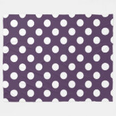 白い水玉模様を梅の紫に フリースブランケット (正面(横))