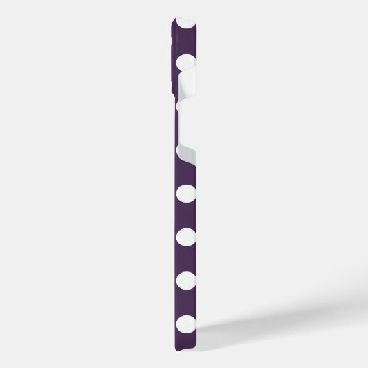 白い水玉模様を梅の紫に iPhoneケース (左側面)