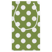 白い水玉模様オンオリーブグリーン スモールペーパーバッグ (裏面)