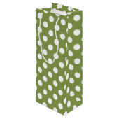 白い水玉模様オンオリーブグリーン ワインギフトバッグ (裏面アングル)