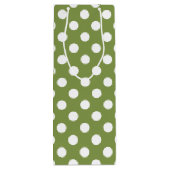 白い水玉模様オンオリーブグリーン ワインギフトバッグ (裏面)