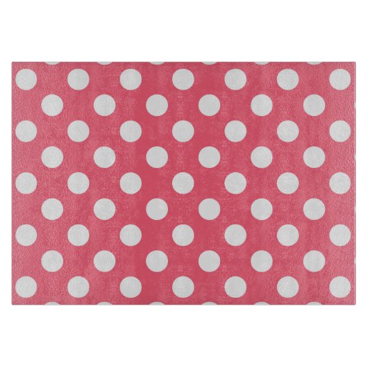 白い水玉模様オンサンゴ カッティングボード (正面)