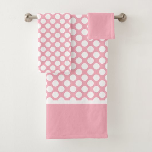 白い水玉模様オンピンク バスタオルセット (インサイチュ)