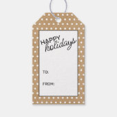 白い水玉模様オンフェイクブラウンクラフト紙テクスチャ ギフトタグ (正面)