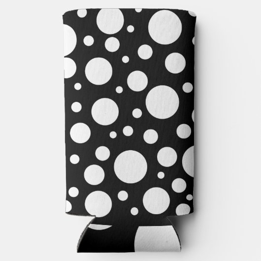 白い水玉模様オンブラック | スリム缶クーラー (裏面)