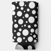白い水玉模様オンブラック | スリム缶クーラー (正面)