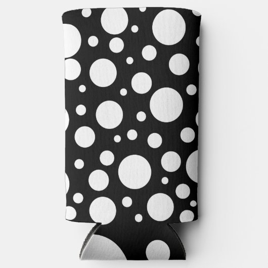白い水玉模様オンブラック | スリム缶クーラー (正面)