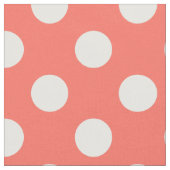 白い水玉模様オンリビングサンゴ ファブリック (クローズアップ)