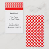 白い水玉模様オンレッドJust移動したカスタム名刺 名刺 (正面/裏面)