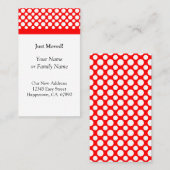 白い水玉模様オンレッドJust移動したカスタム名刺 名刺 (正面/裏面)