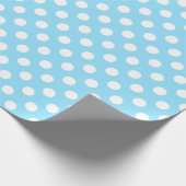 白い水玉模様オン淡い色のブルー ラッピングペーパー (角)