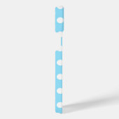 白い水玉模様オン淡い色のブルー iPhoneケース (右側面)