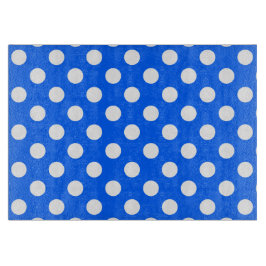 白い水玉模様オン王室のブルー カッティングボード
