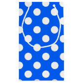 白い水玉模様オン王室のブルー スモールペーパーバッグ (裏面)