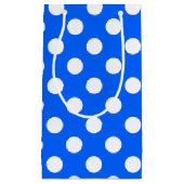 白い水玉模様オン王室のブルー スモールペーパーバッグ (正面)