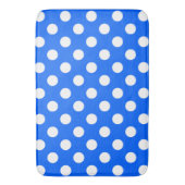 白い水玉模様オン王室のブルー バスマット (正面縦)