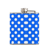 白い水玉模様オン王室のブルー フラスク (裏面)