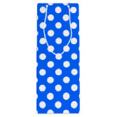 白い水玉模様オン王室のブルー ワインギフトバッグ (裏面)