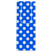 白い水玉模様オン王室のブルー ワインギフトバッグ (正面)