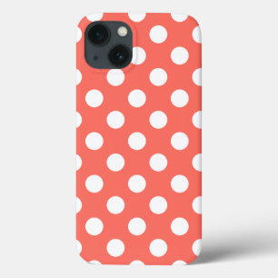 白い水玉模様オン生きたサンゴCase-Mate iPhone 13ケース