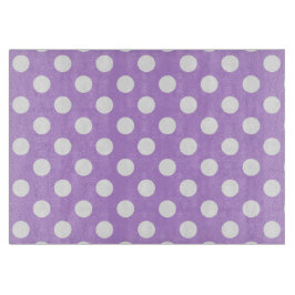 白い水玉模様オン薄紫 カッティングボード