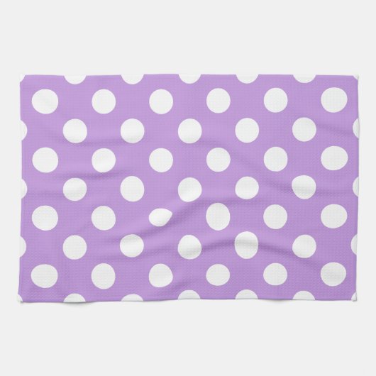 白い水玉模様オン薄紫 キッチンタオル (横)
