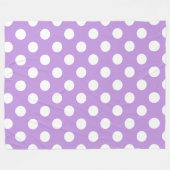 白い水玉模様オン薄紫 フリースブランケット (正面(横))