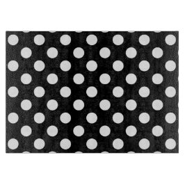 白い水玉模様オン黒 カッティングボード