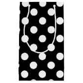 白い水玉模様オン黒 スモールペーパーバッグ (正面)