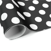 白い水玉模様オン黒 ラッピングペーパー (ロールコーナー)