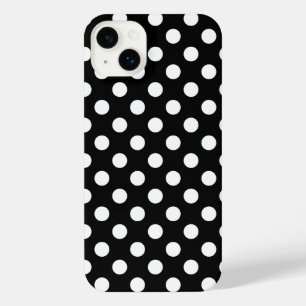 白い水玉模様オン黒 iPhone 14 PLUSケース