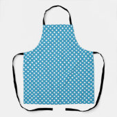 白い水玉模様オンPeacock Blue背景 エプロン (正面)
