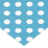 白い水玉模様オンPeacock Blue背景 テーブルクロス (アングル)