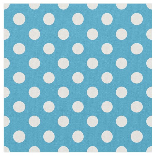 白い水玉模様オンPeacock Blue背景 ファブリック (クローズアップ)