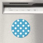 白い水玉模様オンPeacock Blue背景 マグネット (インサイチュ (食洗機))