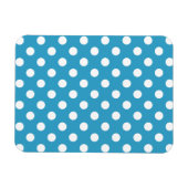 白い水玉模様オンPeacock Blue背景 マグネット (横)