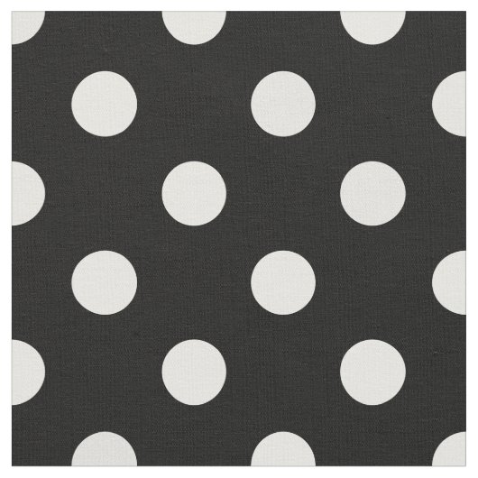 白い水玉模様模様の黒布 ファブリック (クローズアップ)