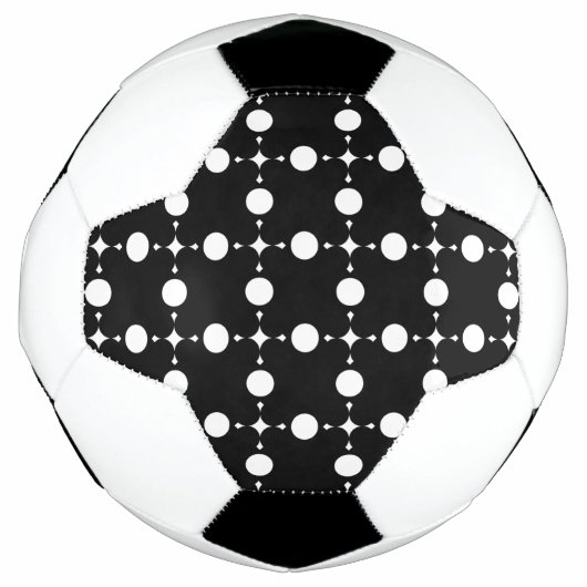 白い水玉模様、水玉模様パターン、ドット点々のある、 サッカーボール (正面)