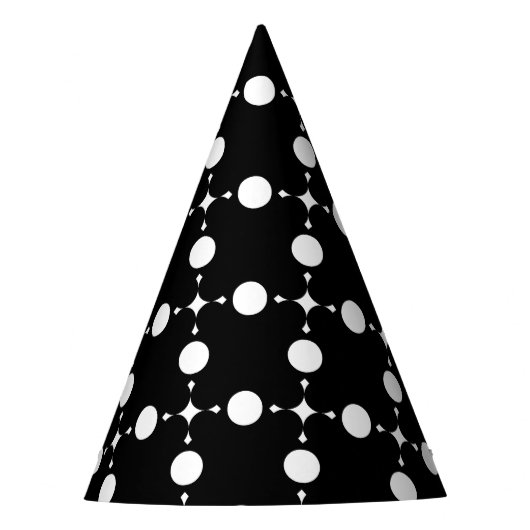 白い水玉模様、水玉模様パターン、ドット点々のある、 パーティーハット (正面)