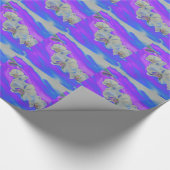 白い水色のオーキッドパープルブリーズ ラッピングペーパー (角)
